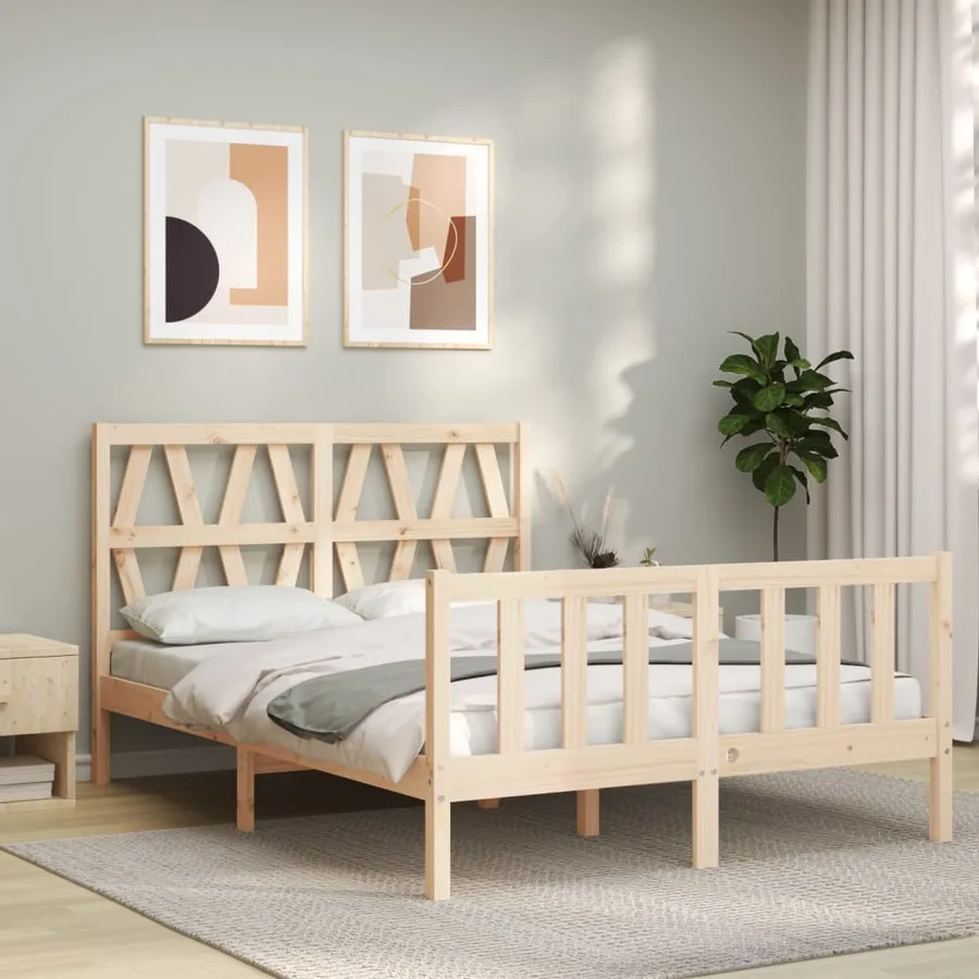 Cadre de lit sans matelas 140x200 cm bois massif de pin - 3