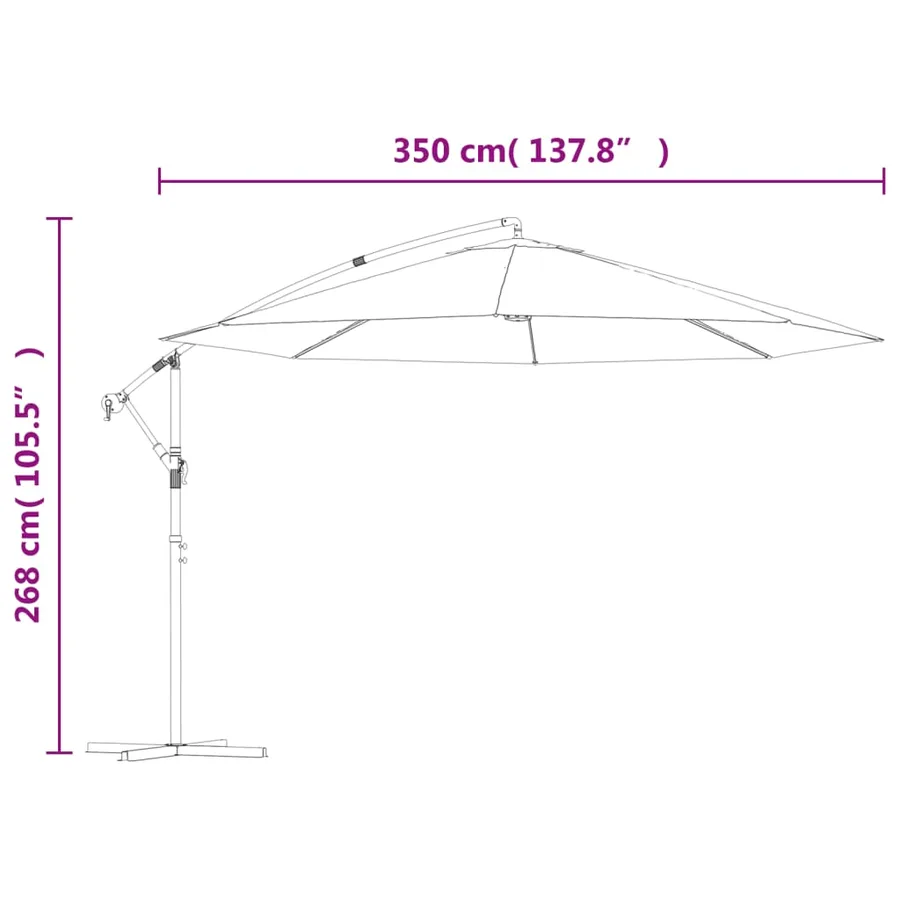 Parasol de jardin en porte-à-faux 3,5 m blanc sable - 10