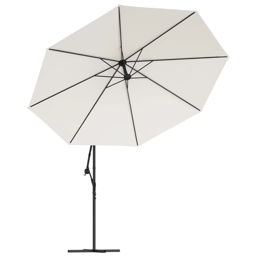 Parasol de jardin en porte-à-faux 3,5 m blanc sable - 4