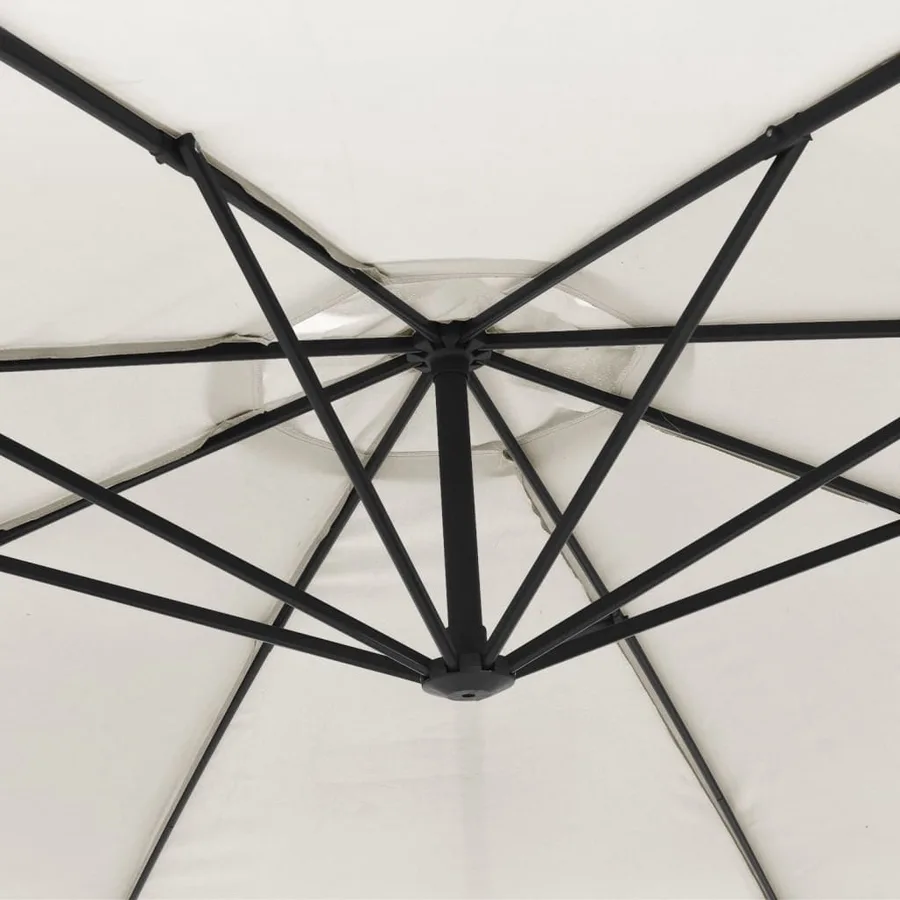 Parasol de jardin en porte-à-faux 3,5 m blanc sable - 7