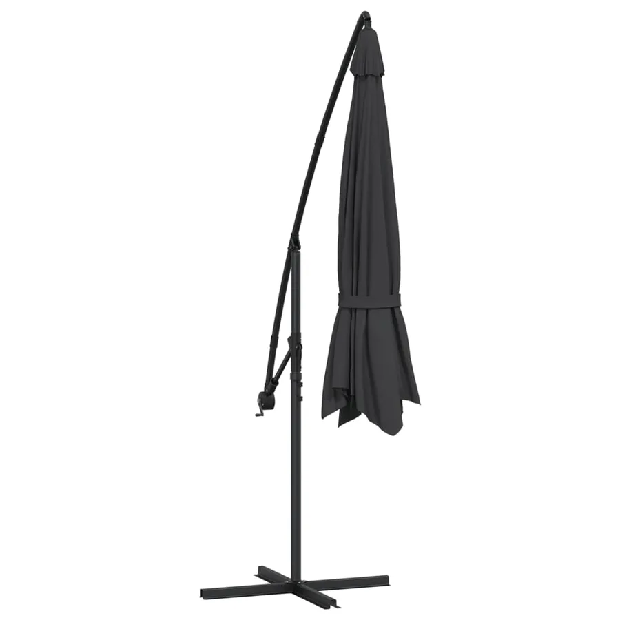 Parasol de jardin en porte-à-faux avec mât en aluminium noir - 6