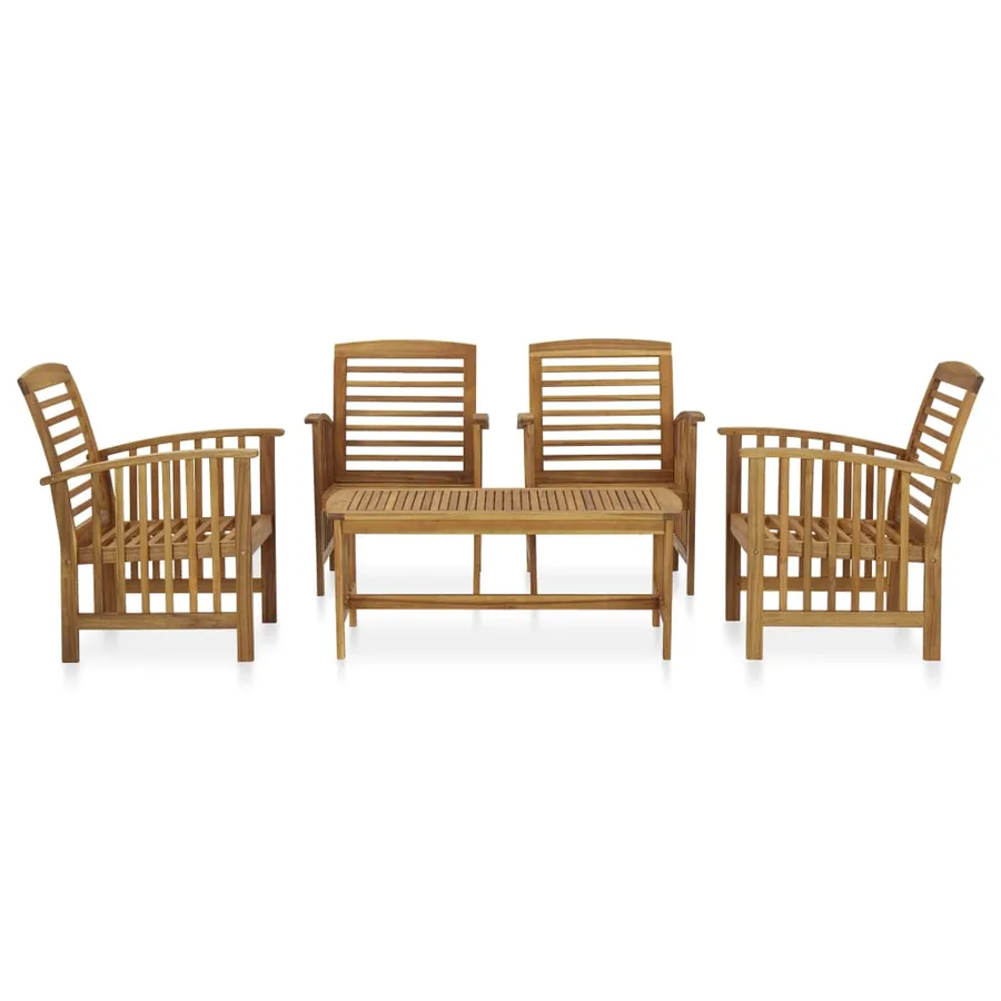 Salon de jardin 5 pcs Bois d'acacia massif - 2