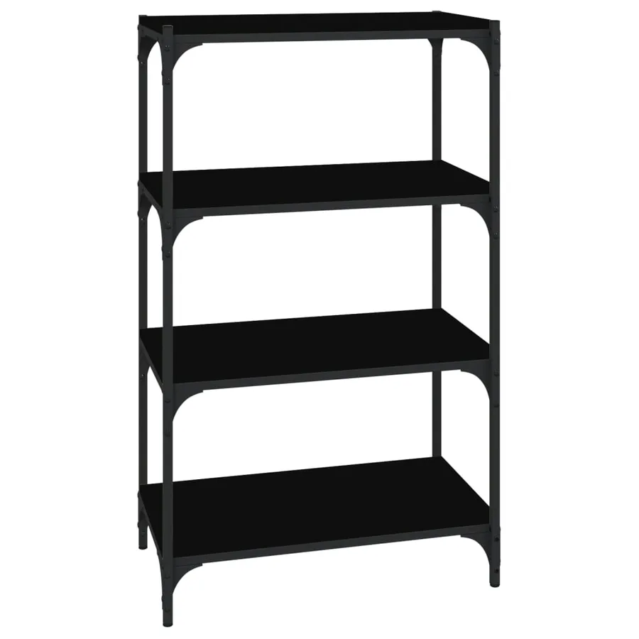 Bibliothèque Noir 60x33x100 cm Bois d'ingénierie et acier - 2