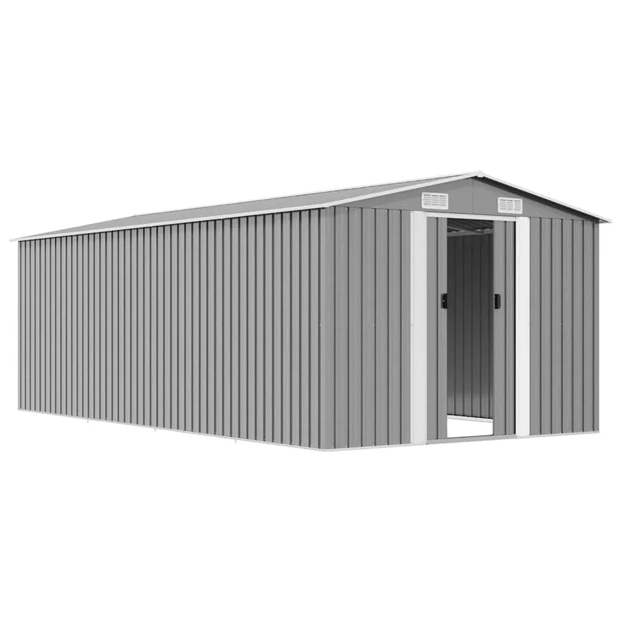 Abri de jardin 257x489x181 cm Métal Gris - 4