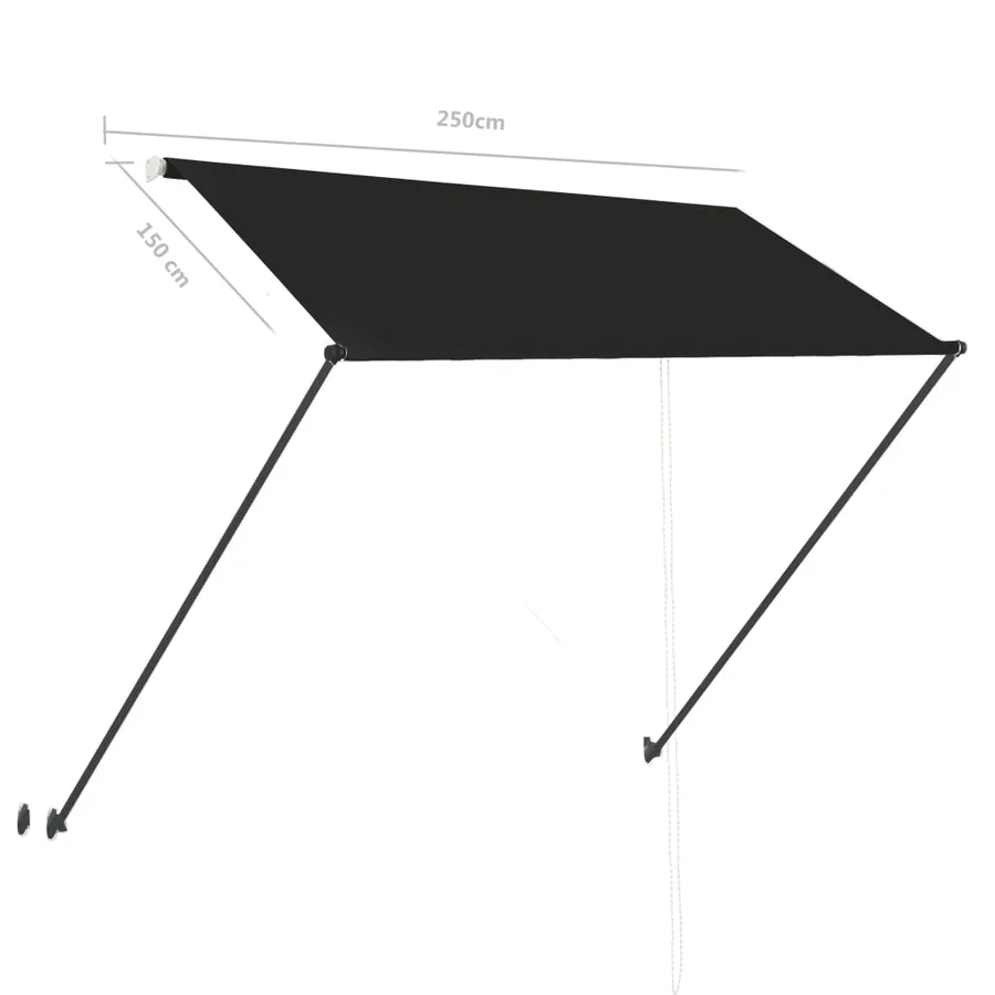 Auvent rétractable avec LED 250x150 cm Anthracite - 9