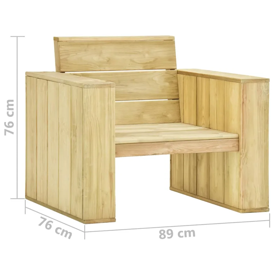 Salon de jardin 3 pcs Bois de pin imprégné - 17