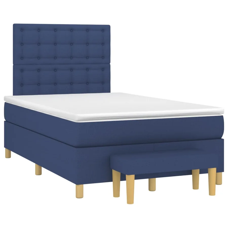 Sommier à lattes de lit avec matelas Bleu 120x200 cm Tissu - 3