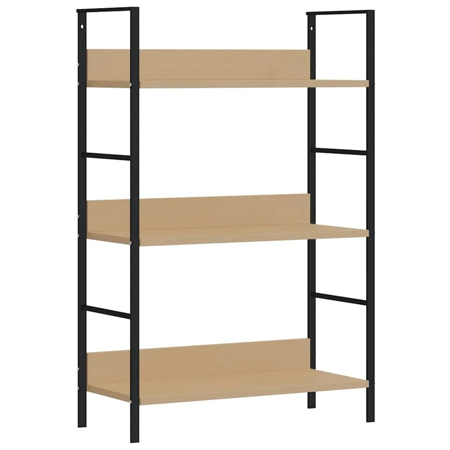 Bibliothèque à 3 niveaux chêne 60x27,6x90,5cm bois d'ingénierie - 2