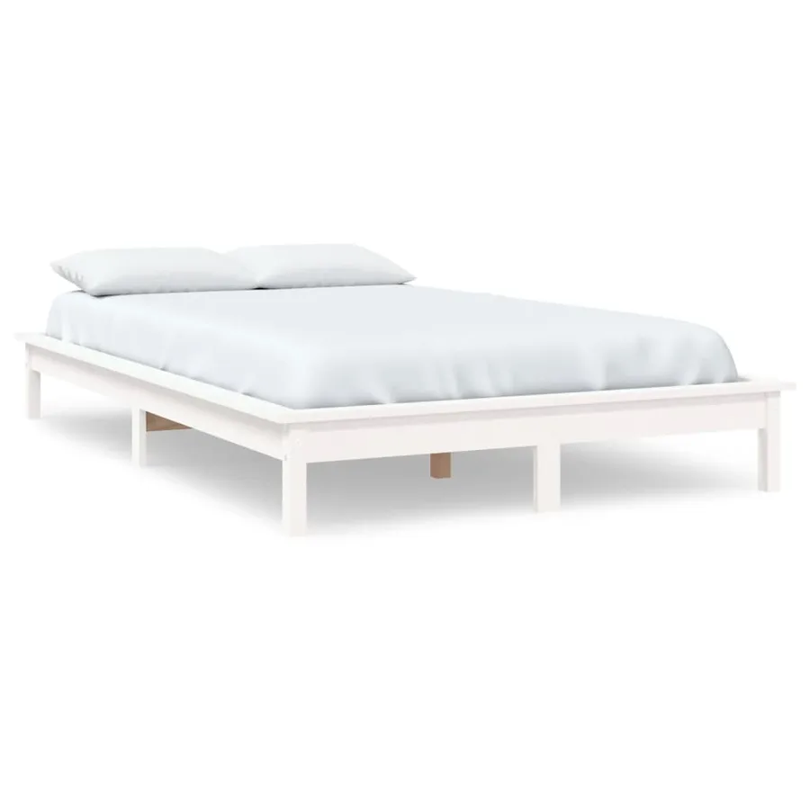 Cadre de lit sans matelas blanc 120x200 cm bois massif - 2
