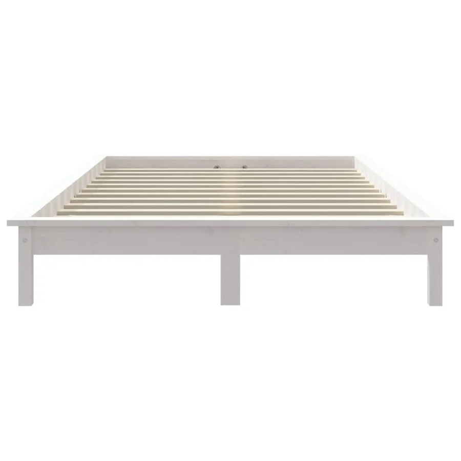 Cadre de lit sans matelas blanc 120x200 cm bois massif - 5