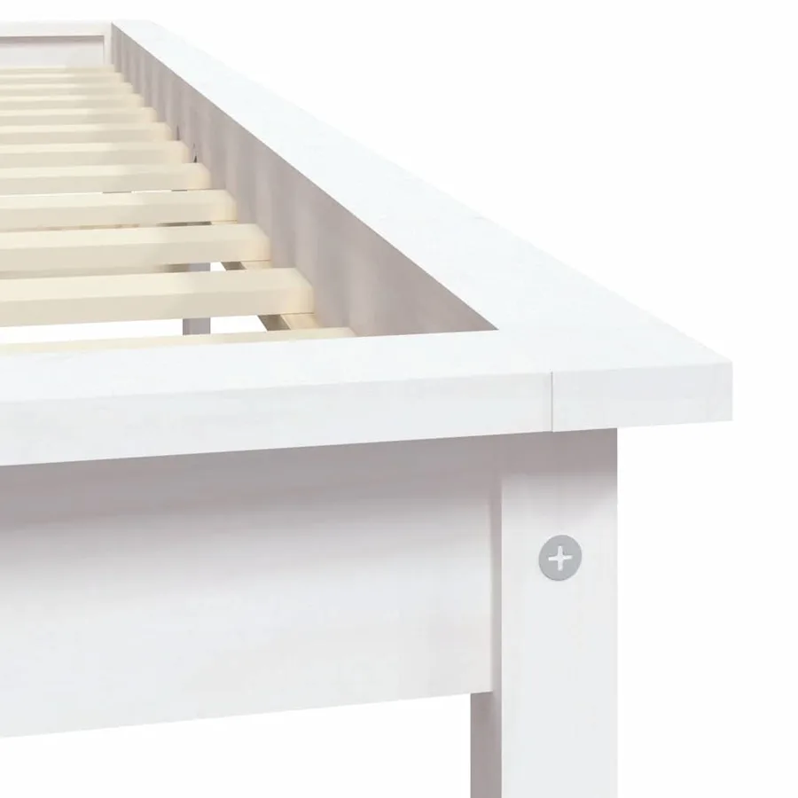 Cadre de lit sans matelas blanc 120x200 cm bois massif - 7