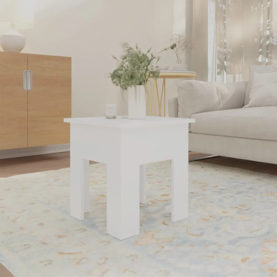 Table basse blanc 40x40x42 cm bois d'ingénierie - 3