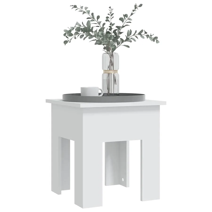 Table basse blanc 40x40x42 cm bois d'ingénierie - 4