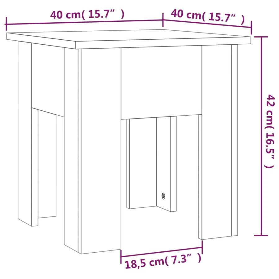 Table basse blanc 40x40x42 cm bois d'ingénierie - 7