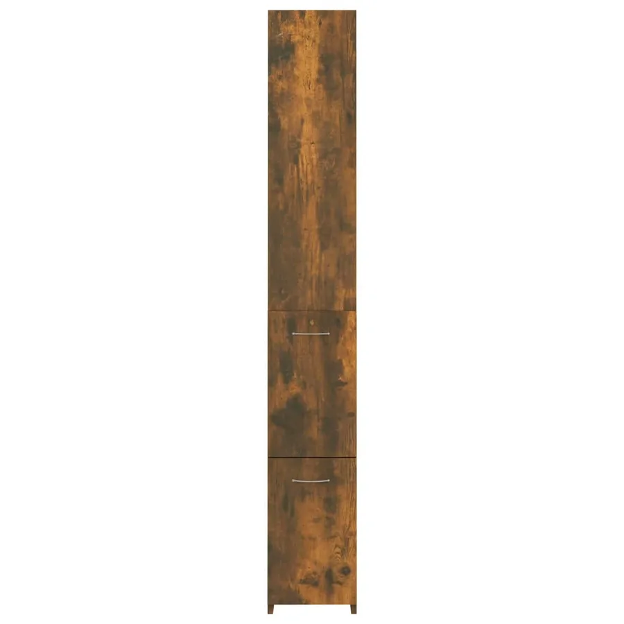 Armoire de bain chêne fumé 25x26,5x170 cm bois d'ingénierie - 5