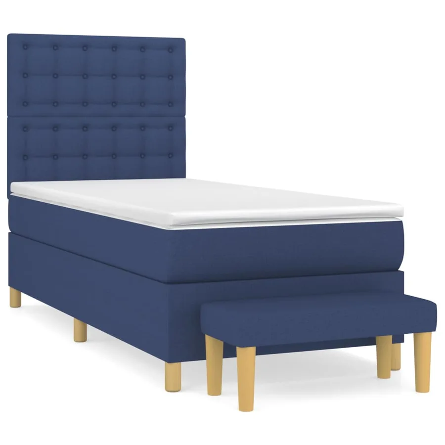 Sommier à lattes de lit avec matelas Bleu 100x200 cm Tissu - 2