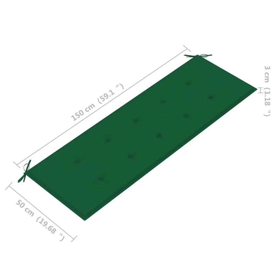Banc de jardin empilable et coussin 159 cm Bois de teck massif - 9