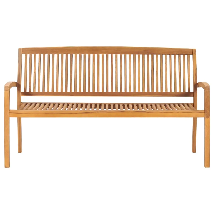 Banc de jardin empilable et coussin 159 cm Bois de teck massif - 7