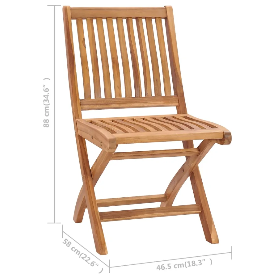 Chaises pliables de jardin avec coussins lot de 8 Teck solide - 11