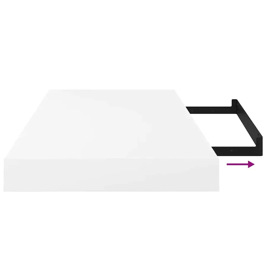 Étagère murale flottante Blanc brillant 50x23,5x3,8 cm MDF - 10