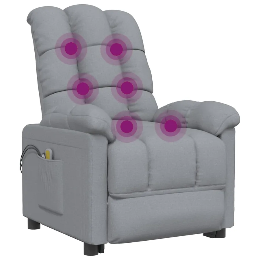 Fauteuil électrique de massage Gris clair Tissu - 7