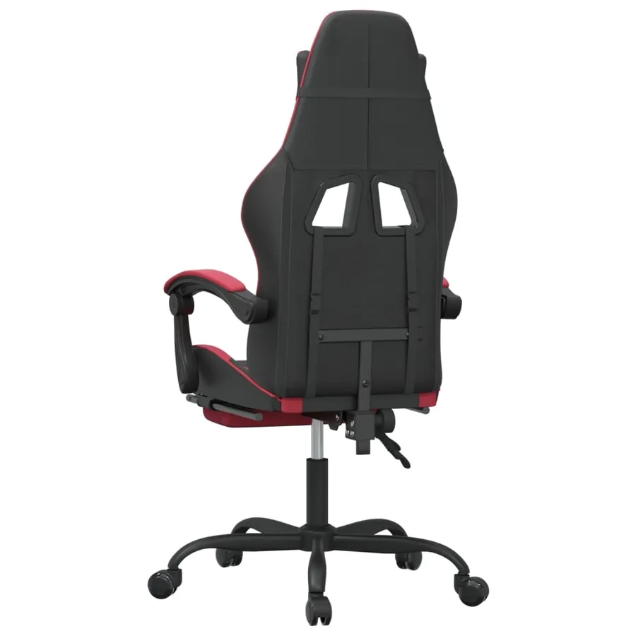 Chaise de jeu avec repose-pied Noir/rouge bordeaux Similicuir - 5