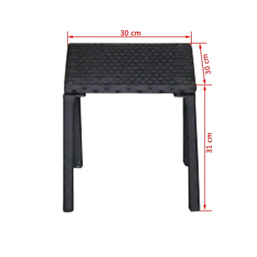 Chaises longues avec table Résine tressée Noir - 7