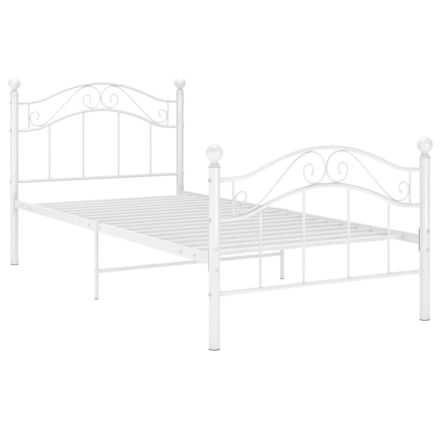 Cadre de lit sans matelas blanc métal 90x200 cm - 2