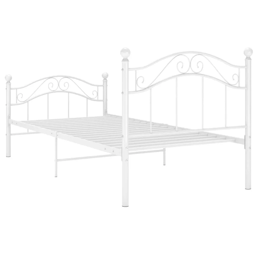 Cadre de lit sans matelas blanc métal 90x200 cm - 5