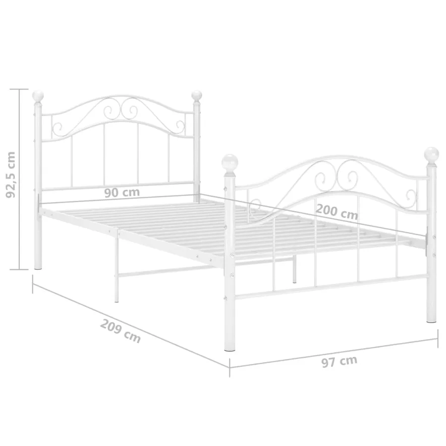 Cadre de lit sans matelas blanc métal 90x200 cm - 8