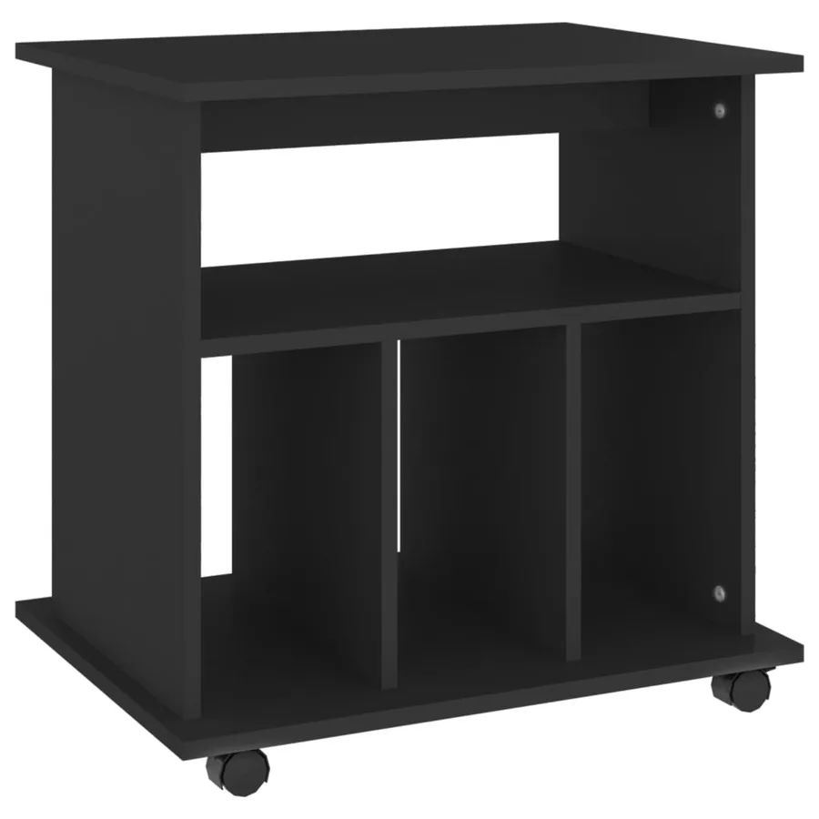 Armoire à roulettes Noir 60x45x60 cm Bois d’ingénierie - 2