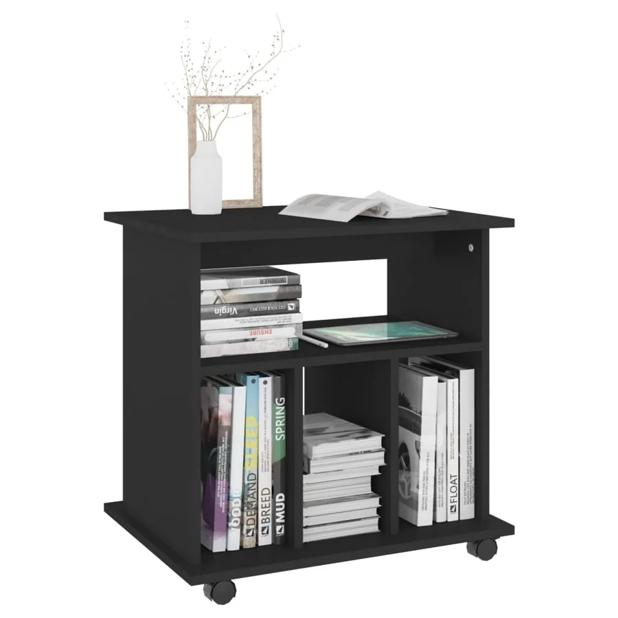 Armoire à roulettes Noir 60x45x60 cm Bois d’ingénierie - 6