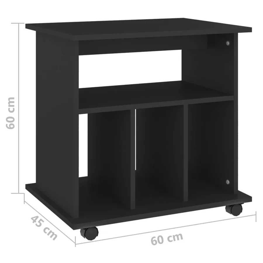 Armoire à roulettes Noir 60x45x60 cm Bois d’ingénierie - 7