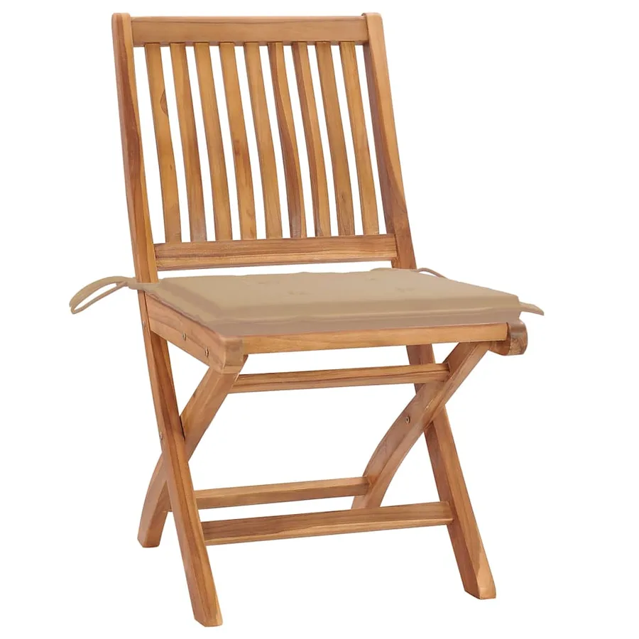 Chaises pliables de jardin avec coussins lot de 8 Teck solide - 3