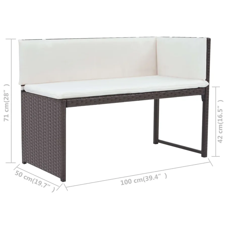Ensemble à manger d'extérieur 5 pcs Acier Résine tressée Marron - 10
