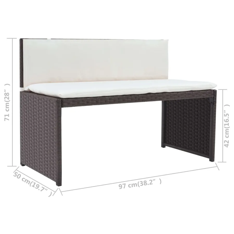 Ensemble à manger d'extérieur 5 pcs Acier Résine tressée Marron - 11