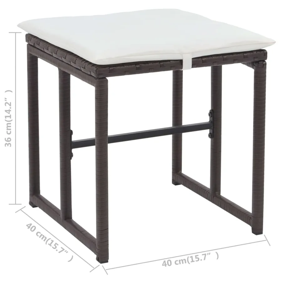 Ensemble à manger d'extérieur 5 pcs Acier Résine tressée Marron - 12
