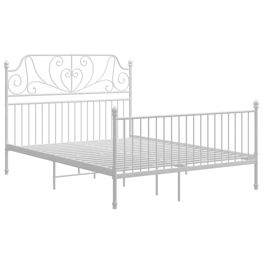 Cadre de lit et tête de lit sans matelas blanc 140x200 cm métal - 2