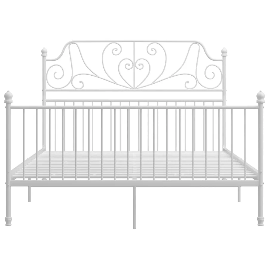 Cadre de lit et tête de lit sans matelas blanc 140x200 cm métal - 3