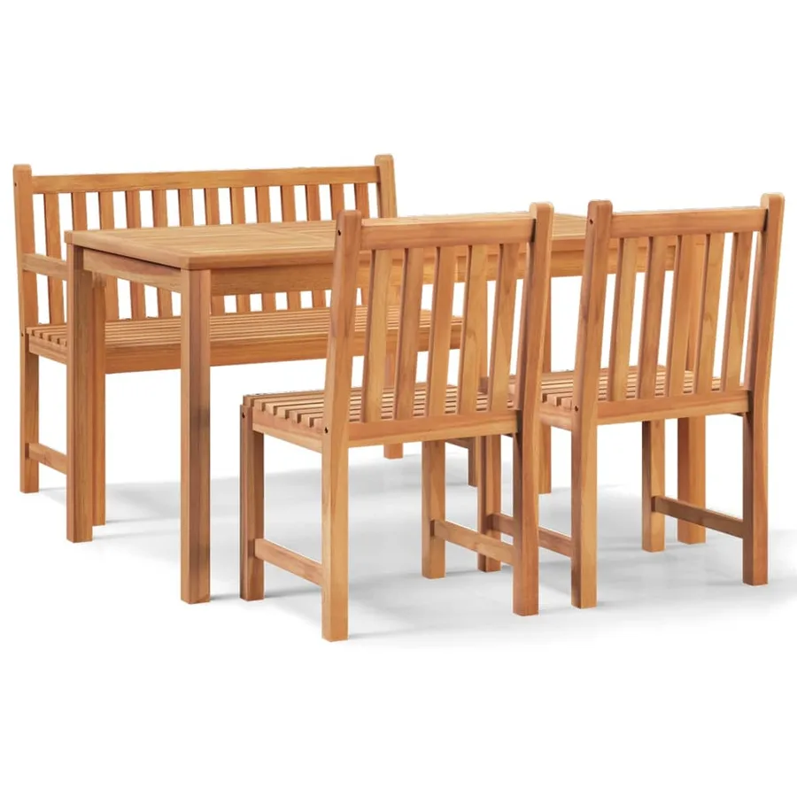 Ensemble à manger de jardin 4 pcs Bois de teck massif - 2