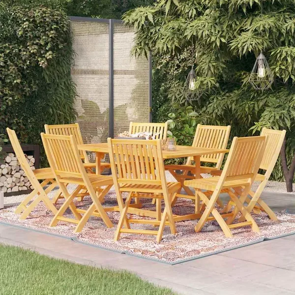 Ensemble à manger de jardin 9 pcs Bois de teck massif