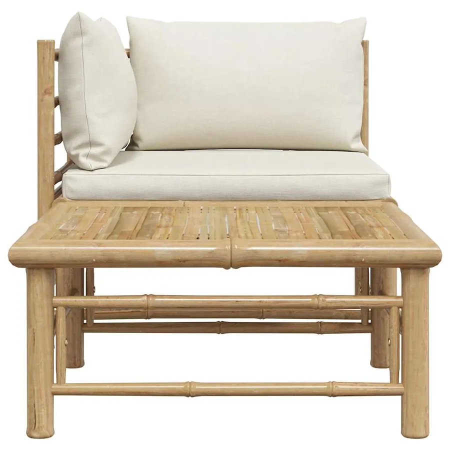 Salon de jardin 2 pcs avec coussins blanc crème Bambou - 8