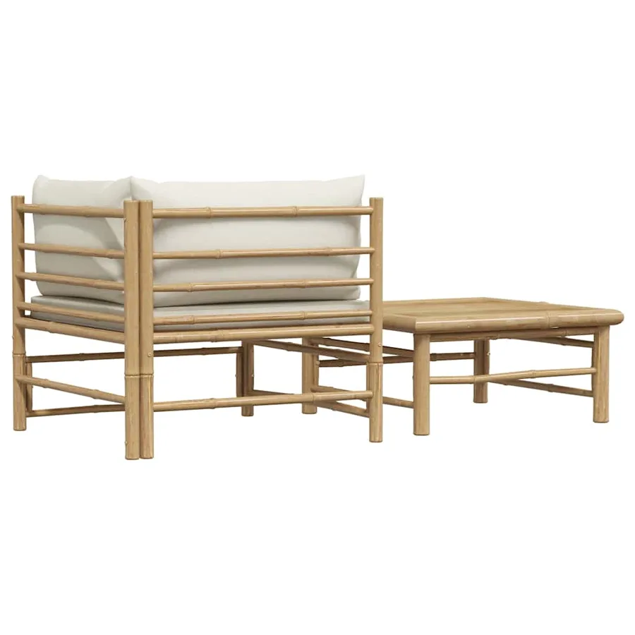 Salon de jardin 2 pcs avec coussins blanc crème Bambou - 9