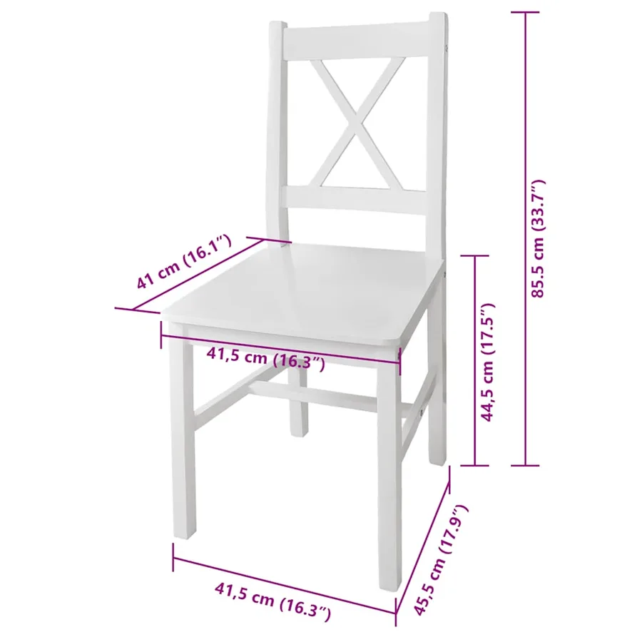 Chaises à manger lot de 4 blanc bois de pin - 5