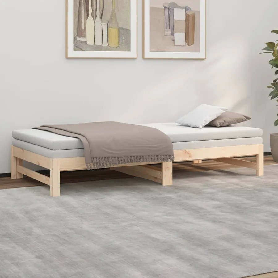 Lit coulissant sans matelas 2x(80x200) cm Bois de pin massif - 4
