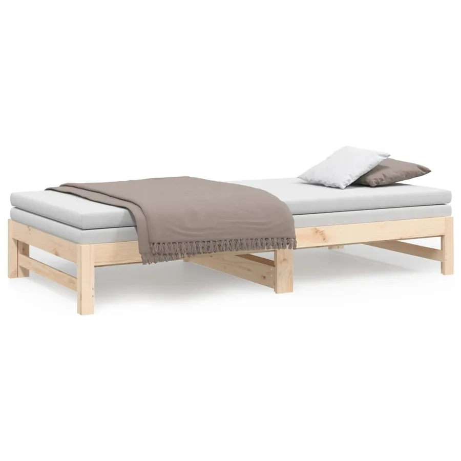 Lit coulissant sans matelas 2x(80x200) cm Bois de pin massif - 5