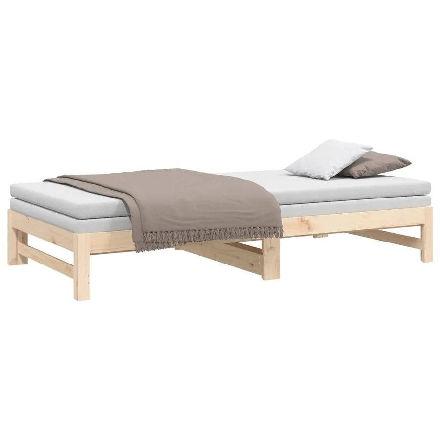 Lit coulissant sans matelas 2x(80x200) cm Bois de pin massif - 6