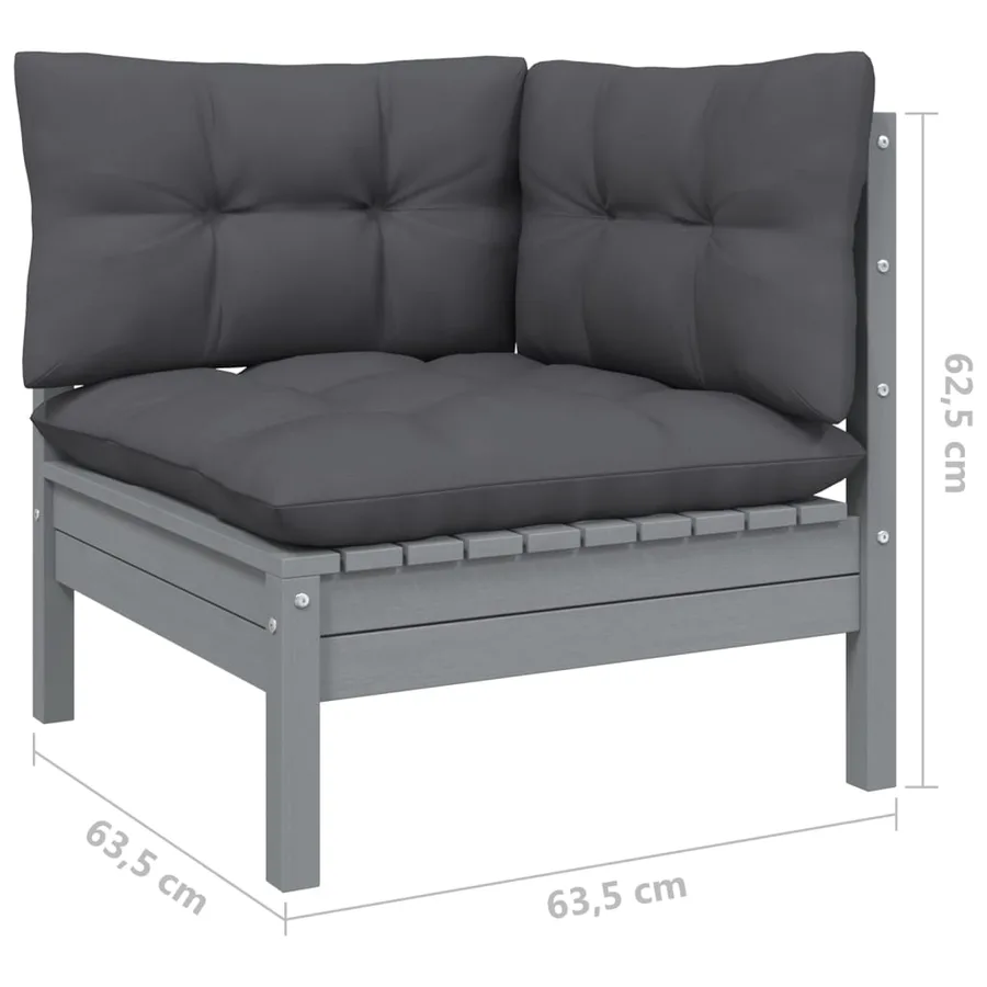 Canapé 2 places de jardin avec coussins anthracite Bois de pin - 6