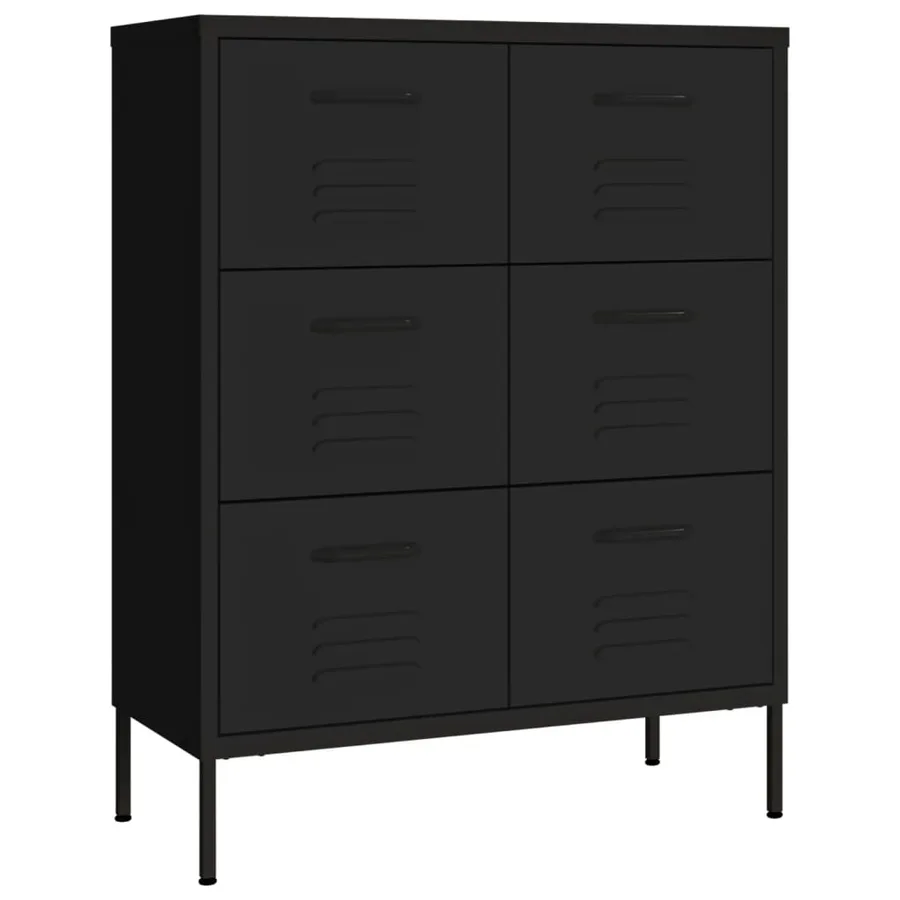 Armoire à tiroirs Noir 80x35x101,5 cm Acier - 2