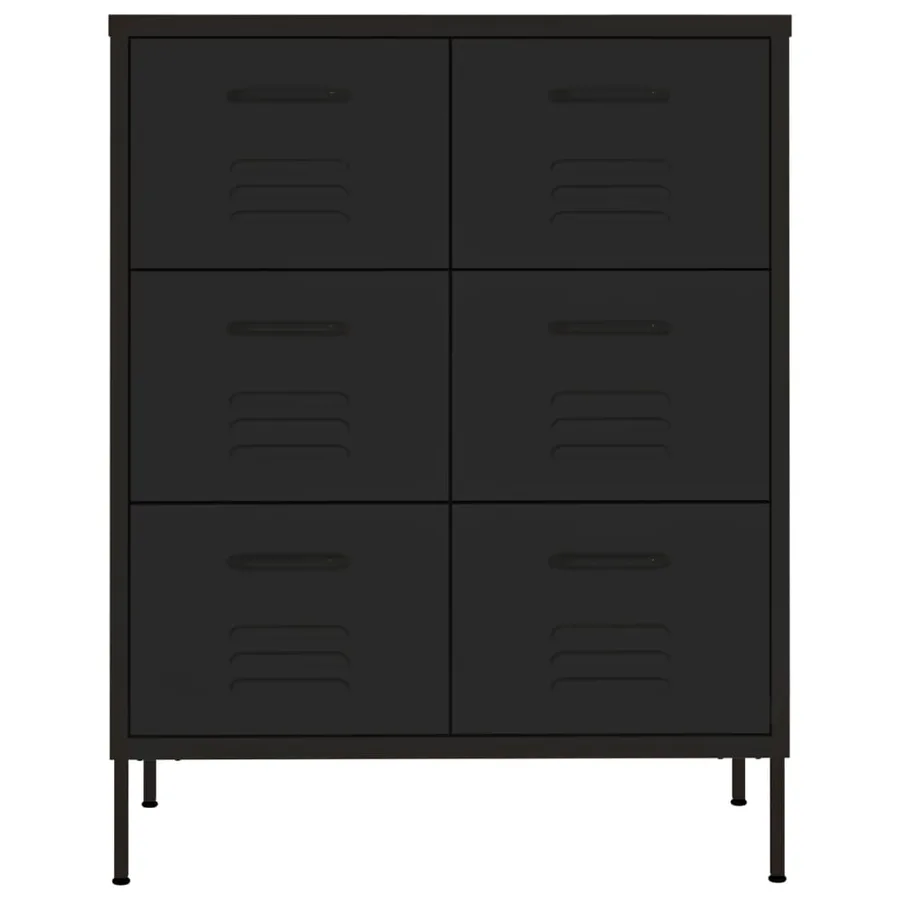 Armoire à tiroirs Noir 80x35x101,5 cm Acier - 3